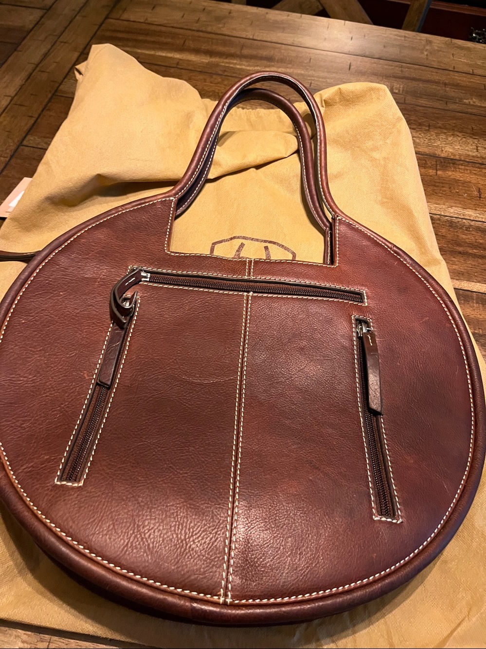 Ariat Dark Brown Round Leather Shoulder Bag - Picture 5 of 8